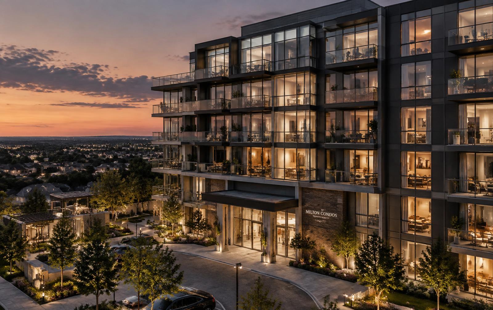 Milton, Ontario neighbourhood at dusk